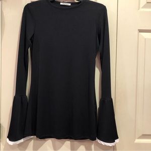 Zara Bell Sleeve Ribbed Pullover Black Top Size M